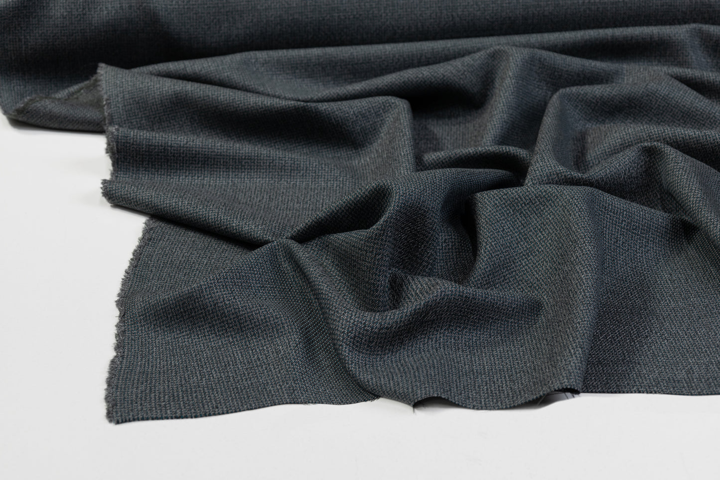 Italian Wool Tweed Suiting - Gray / Teal Green