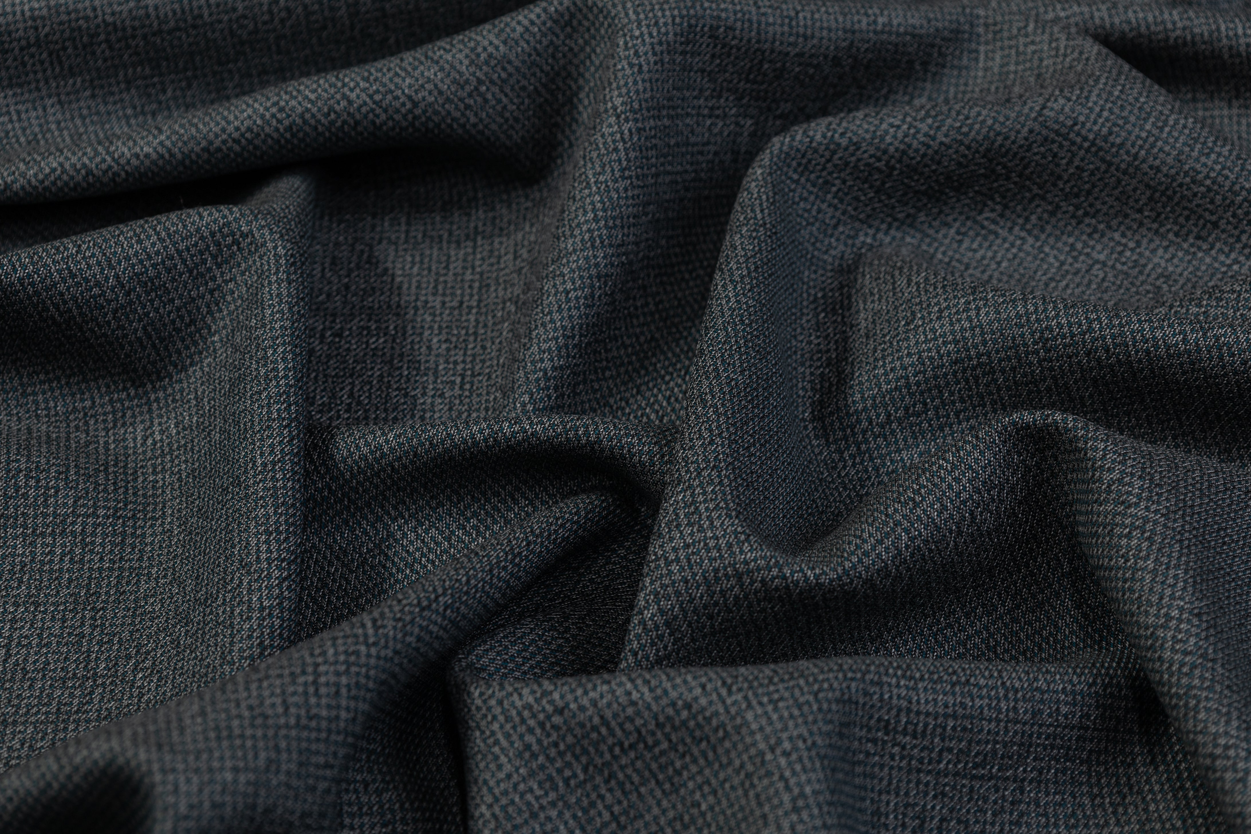 Italian Wool Tweed Suiting - Gray / Teal Green