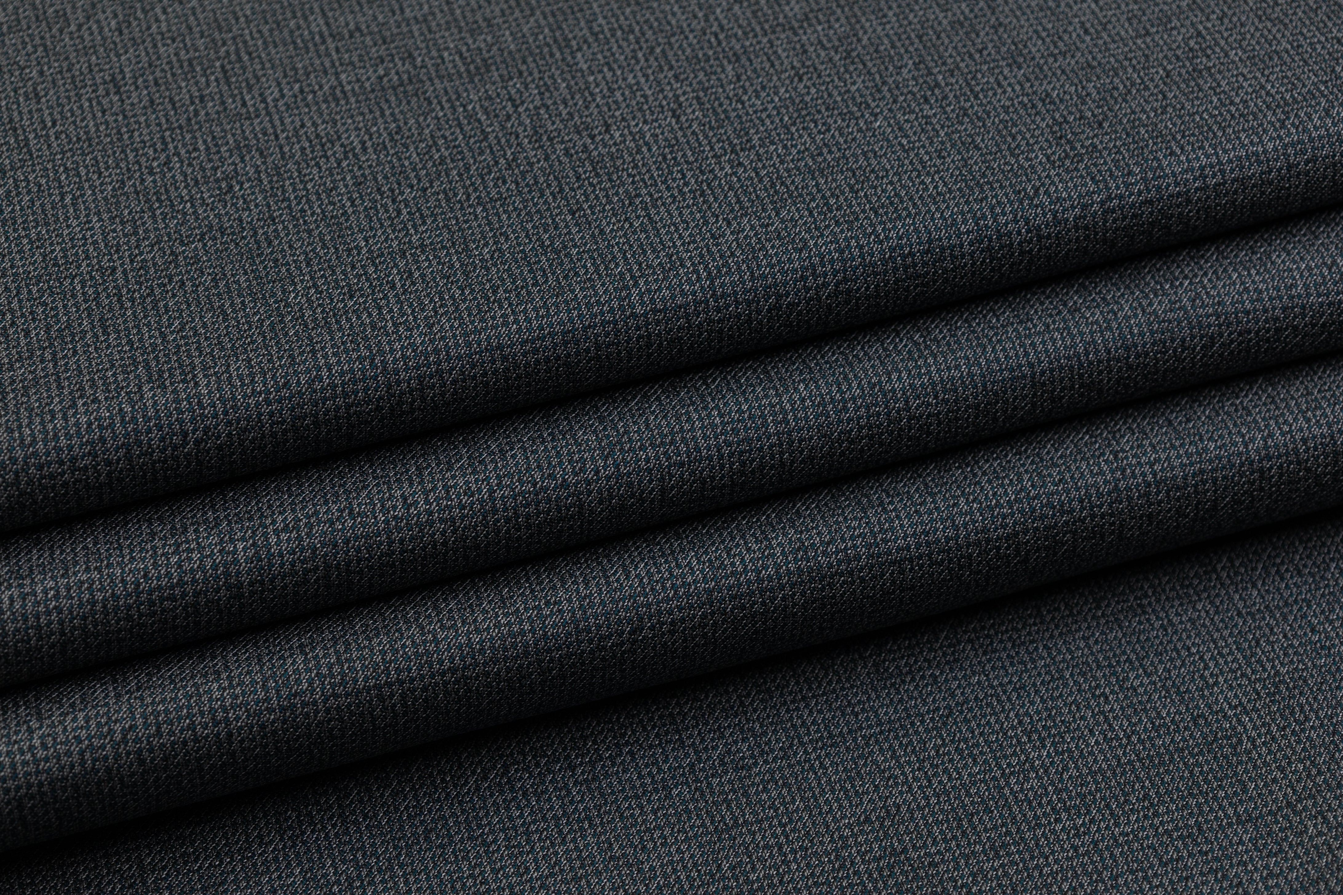 Italian Wool Tweed Suiting - Gray / Teal Green