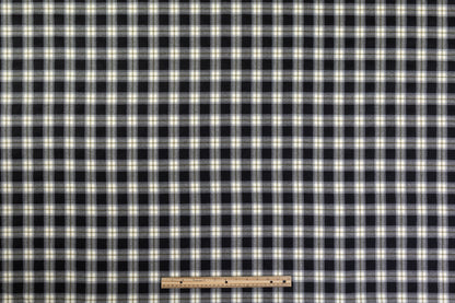 Checked Italian Wool Flannel Suiting - Black / Yellow / White
