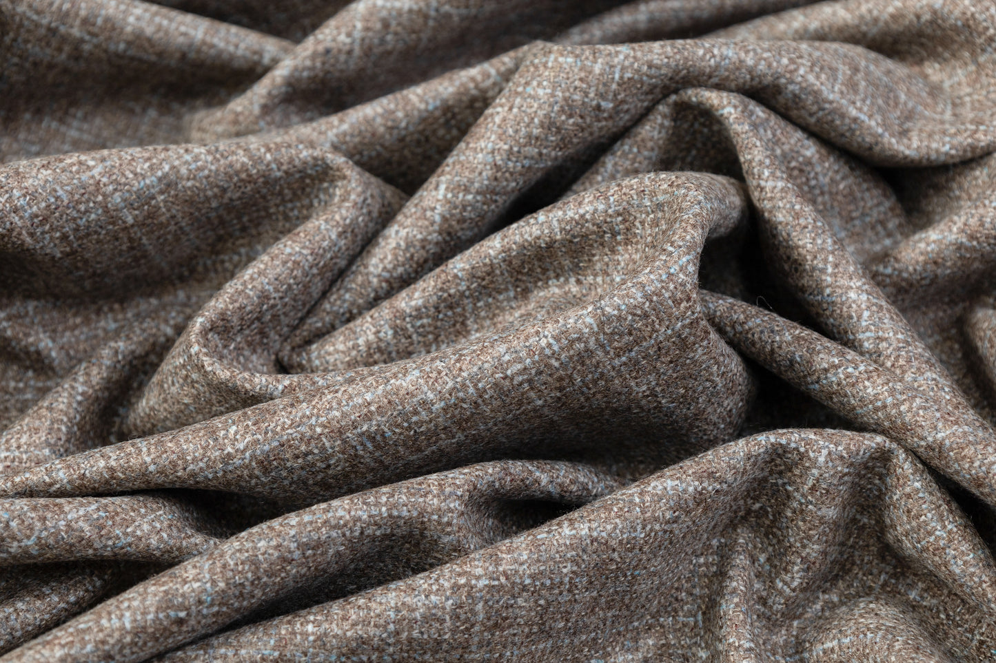 Italian Wool Tweed Suiting - Taupe / Blue