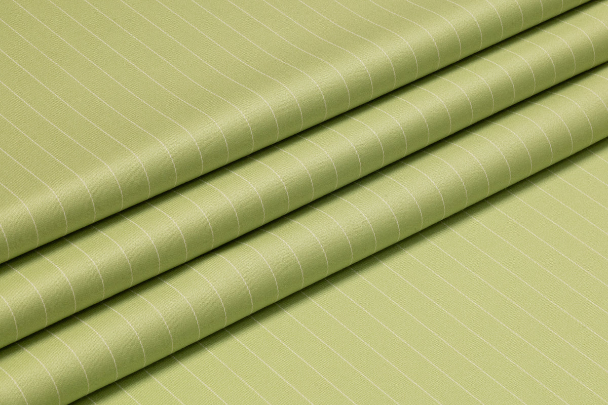 Pin Striped Italian Satin Faille Wool Suiting - Pistachio Green