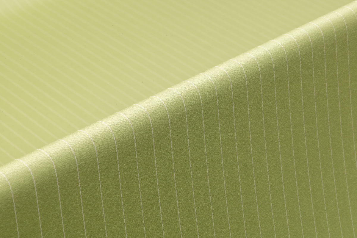 Pin Striped Italian Satin Faille Wool Suiting - Pistachio Green