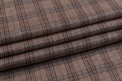 Plaid Italian Silk Linen Wool - Mauve / Brown