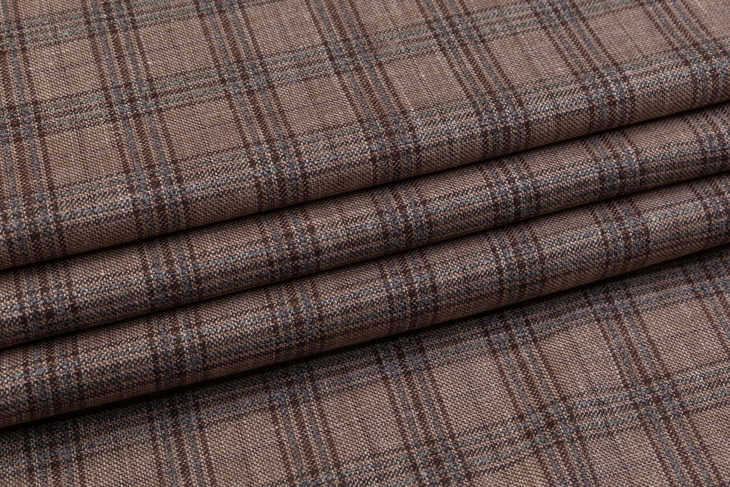 Plaid Italian Silk Linen Wool - Mauve / Brown
