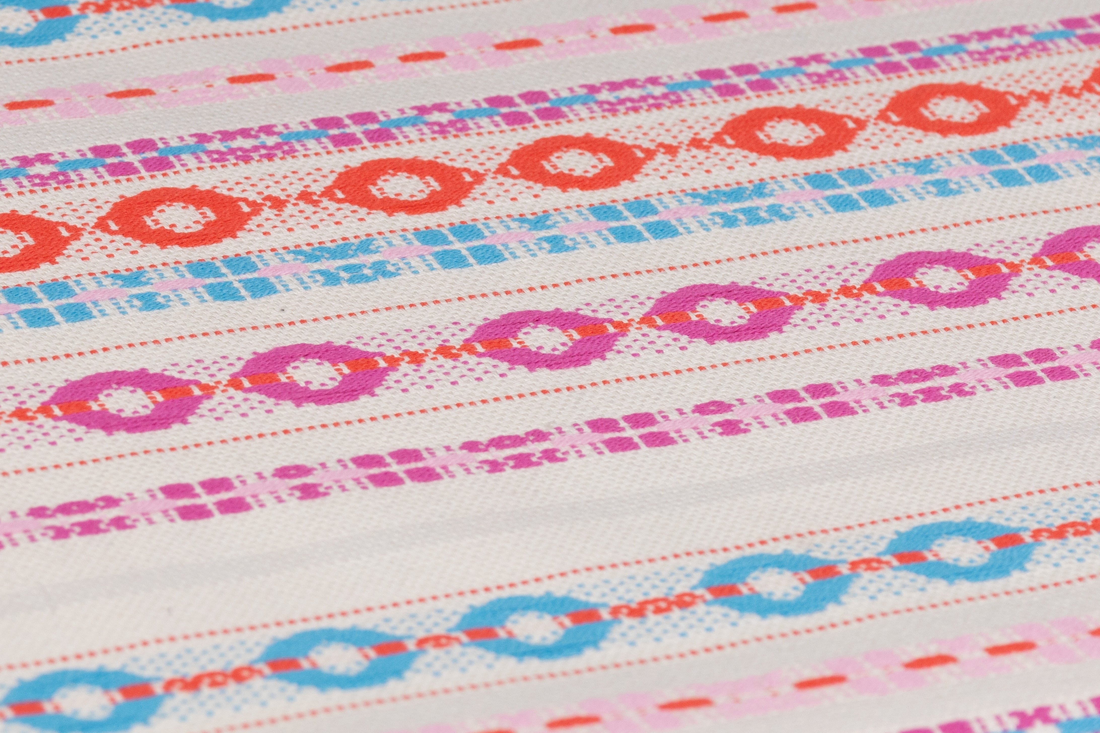 Geometric Striped Italian Cotton Brocade - White / Multicolor