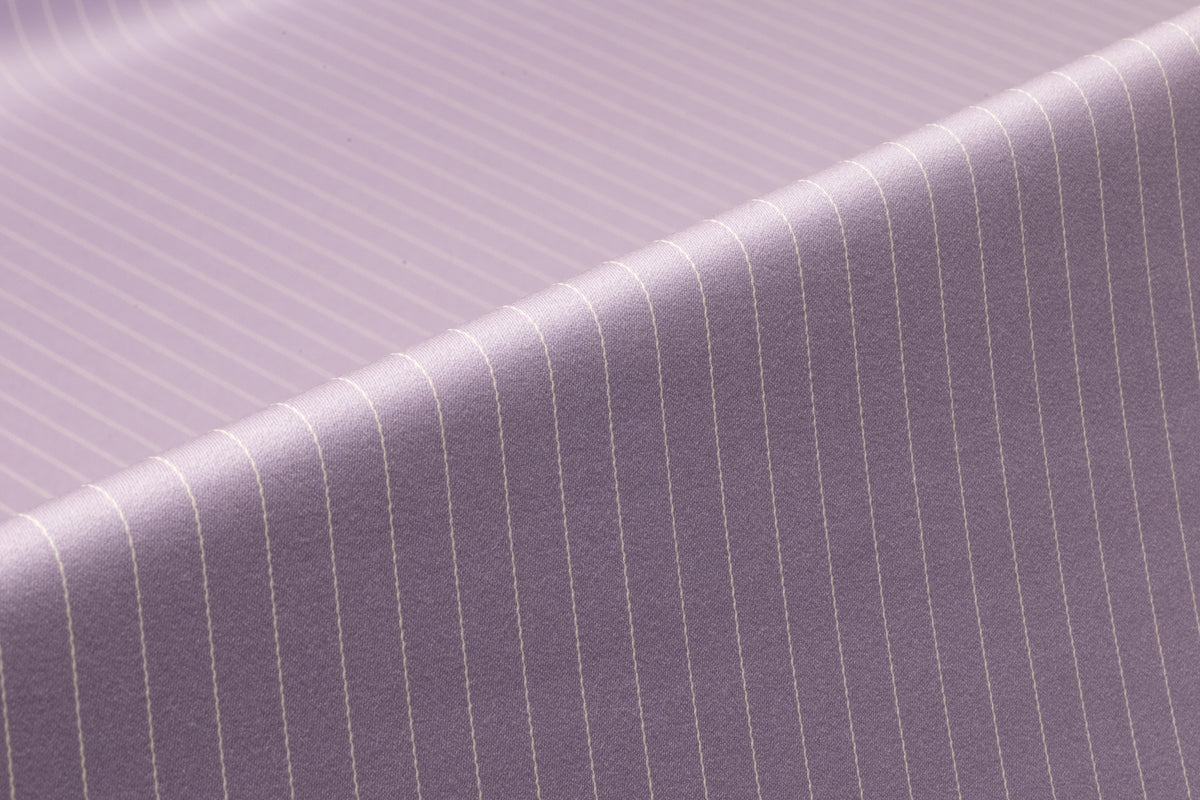 Pin Striped Italian Satin Faille Wool Suiting - Lavender