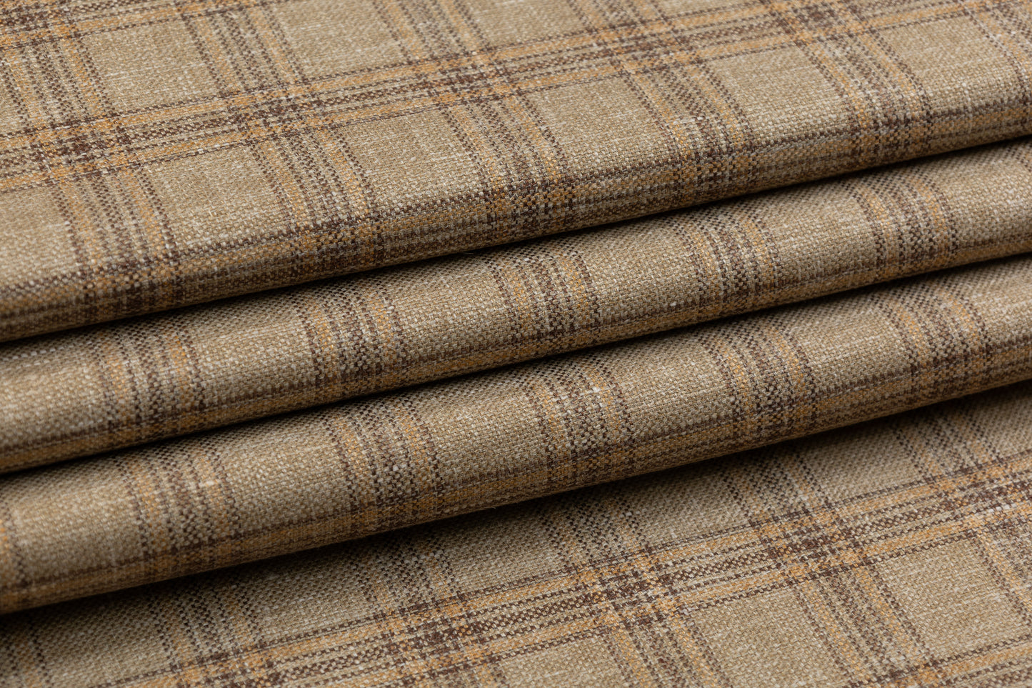Plaid Italian Silk Wool Linen Suiting - Beige