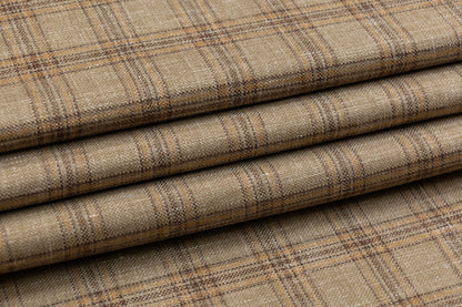 Plaid Italian Silk Wool Linen Suiting - Beige