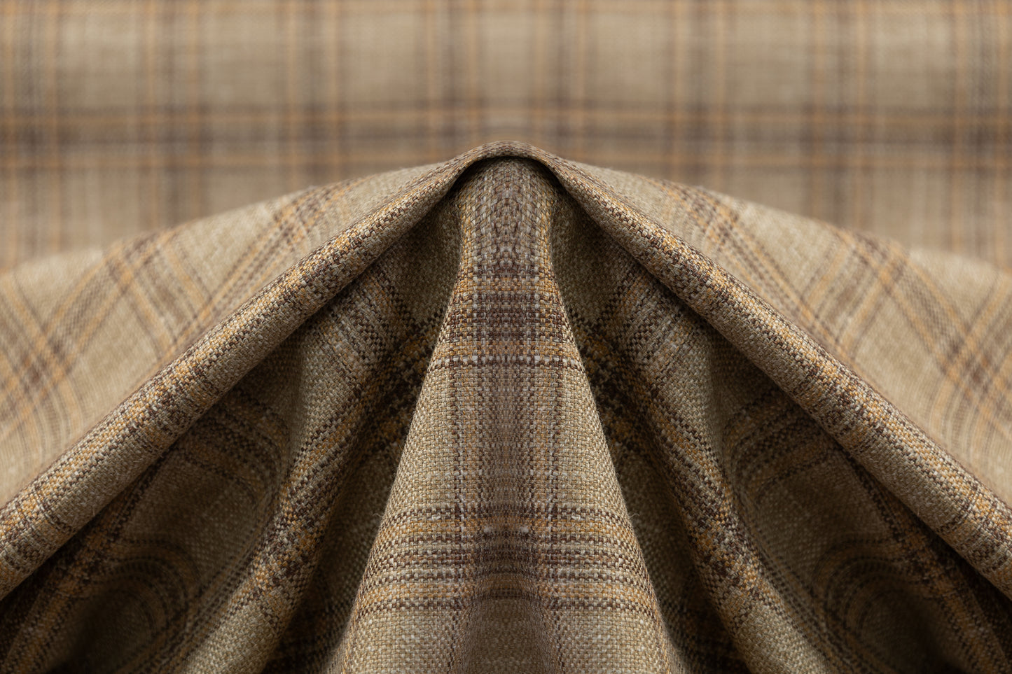 Plaid Italian Silk Wool Linen Suiting - Beige