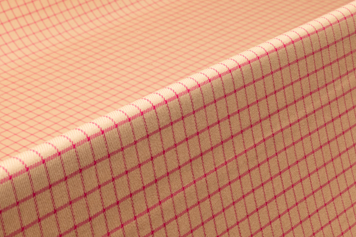 Checked Italian Wool Suiting - Camel / Magenta