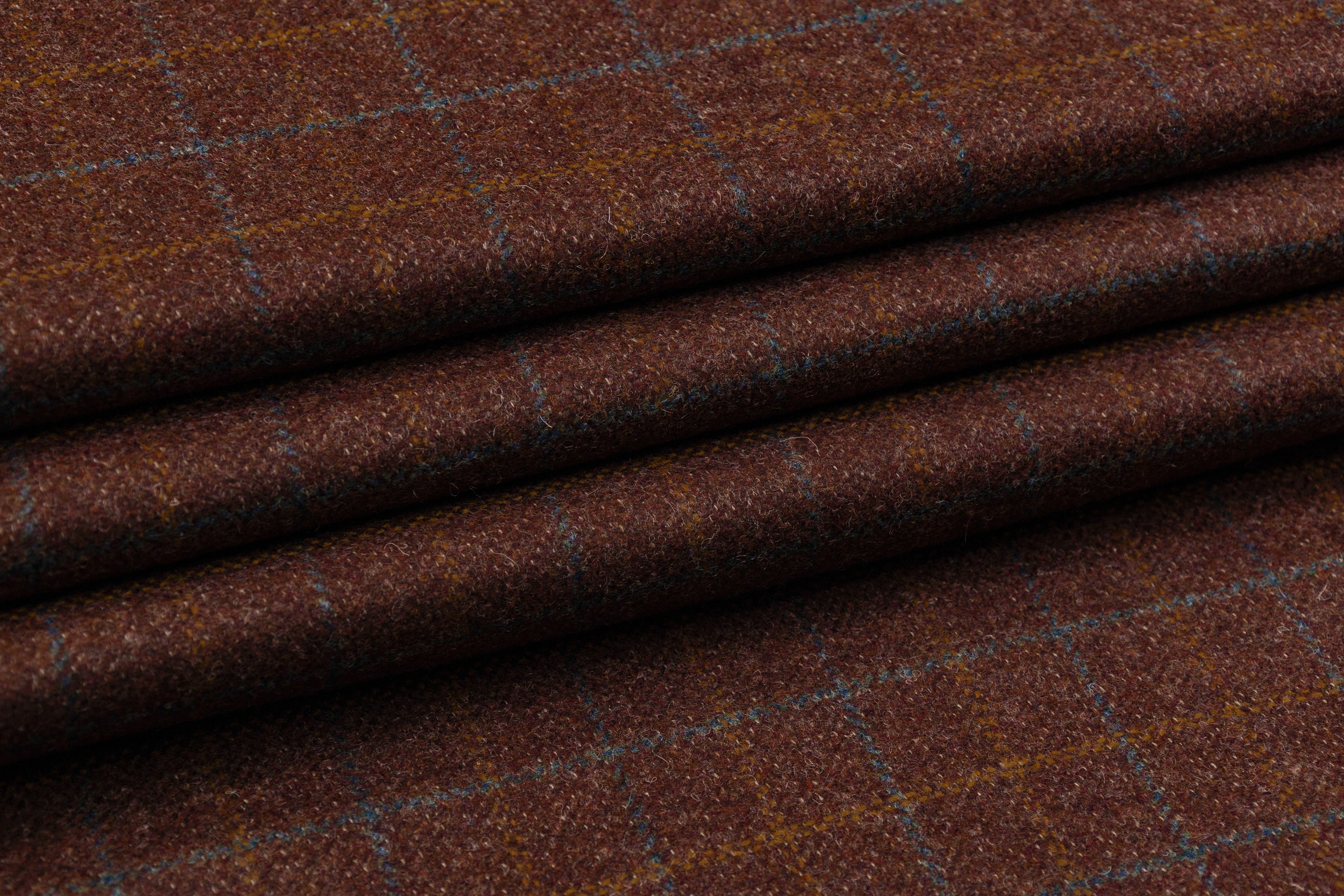Checked Italian Wool Suiting - Brown