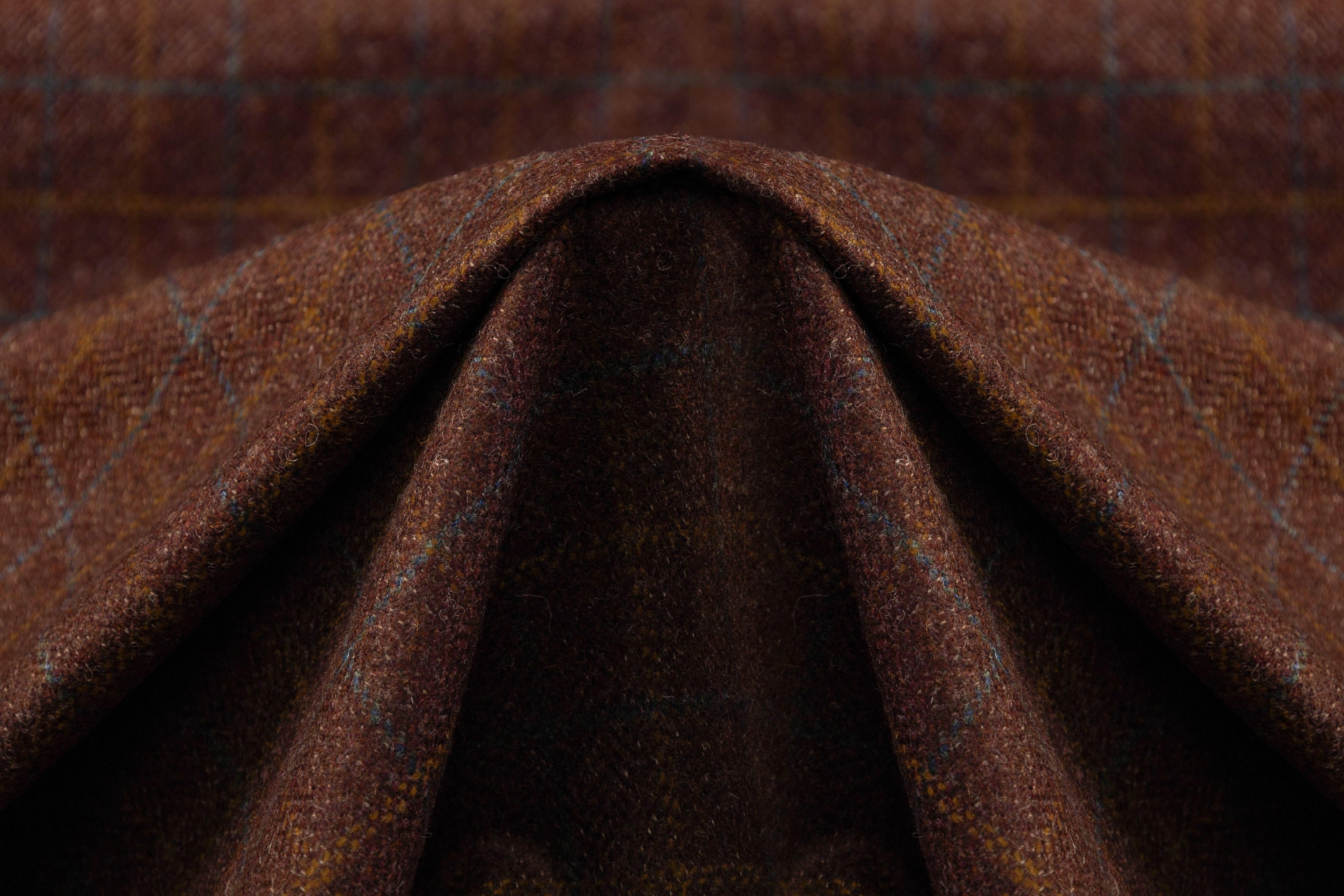 Checked Italian Wool Suiting - Brown