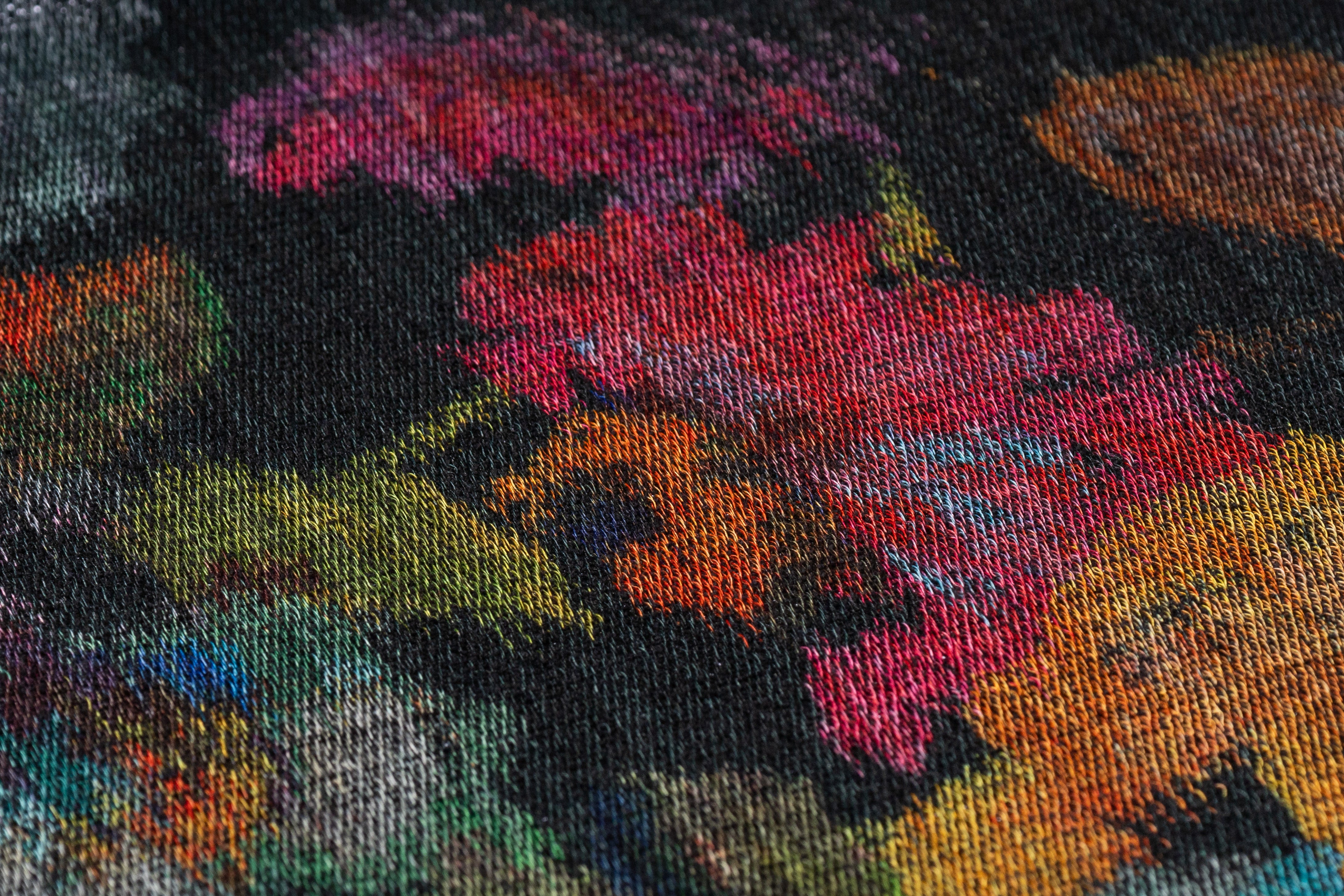 Floral Italian Chiné Chenille - Black / Multicolor