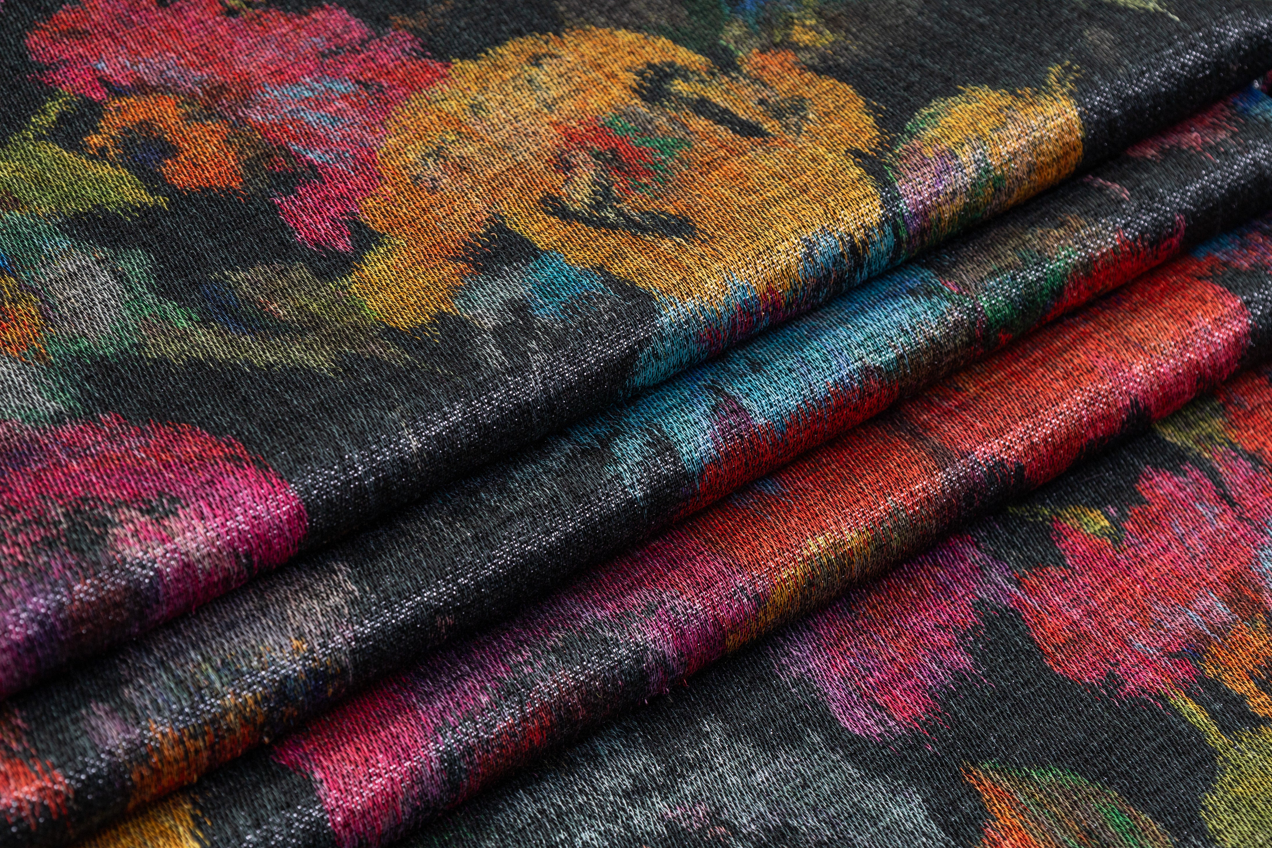 Floral Italian Chiné Chenille - Black / Multicolor