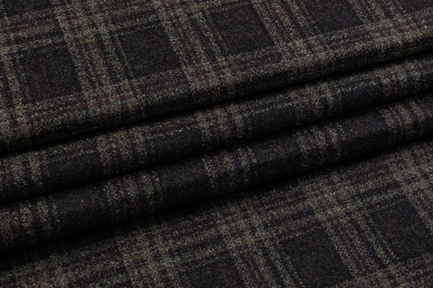 Checked Italian Wool Tweed - Green / Black / Burgundy / Brown