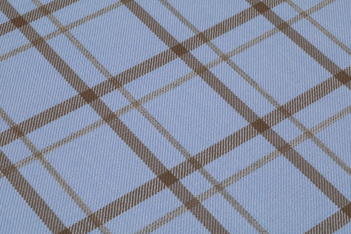 Tartan Italian Wool Suiting - Blue / Dark Taupe
