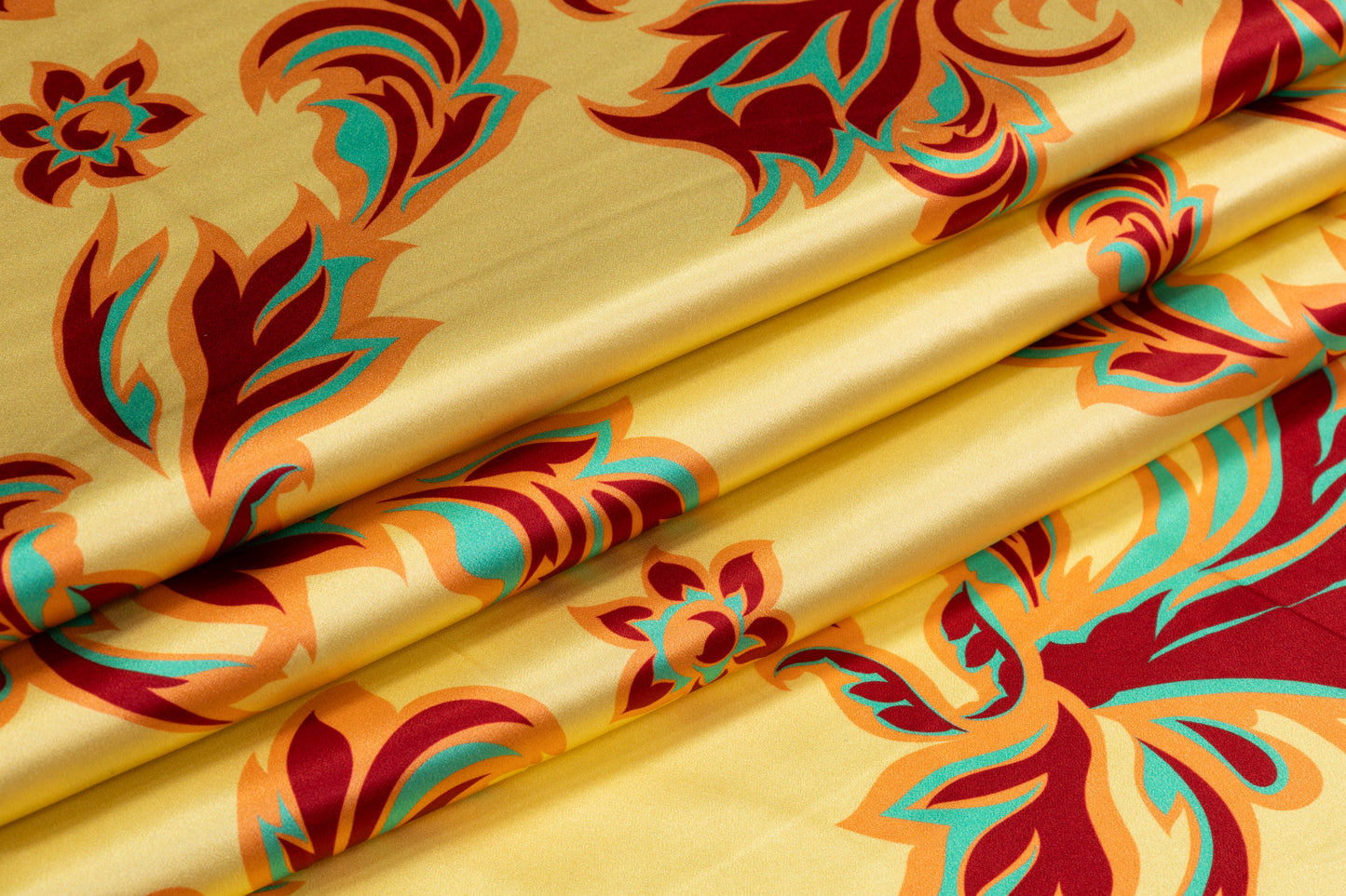 Italian Silk Charmeuse - Yellow / Red / Peach / Teal