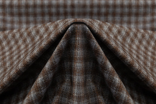 Checked Italian Wool Tweed - Brown / Gray