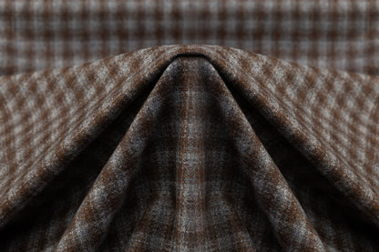 Checked Italian Wool Tweed - Brown / Gray