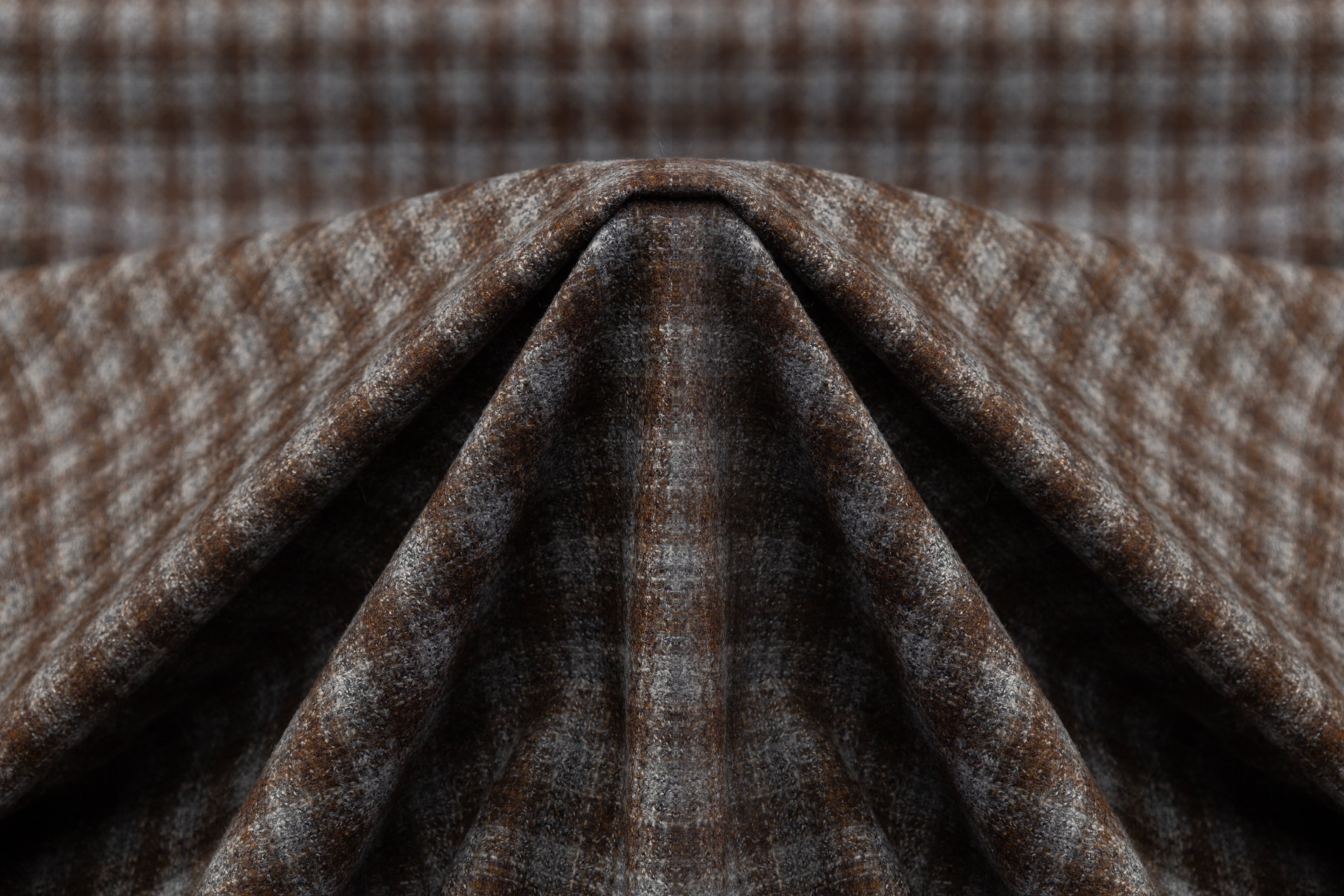 Checked Italian Wool Suiting - Brown / Gray