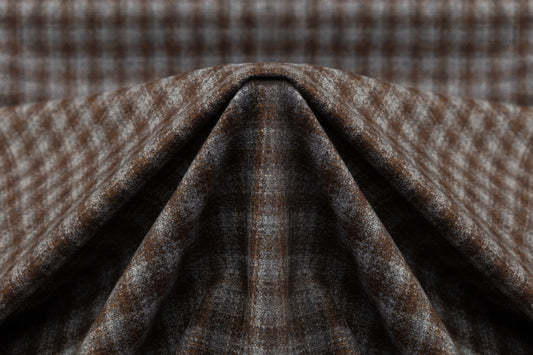 Checked Italian Wool Tweed - Brown / Gray