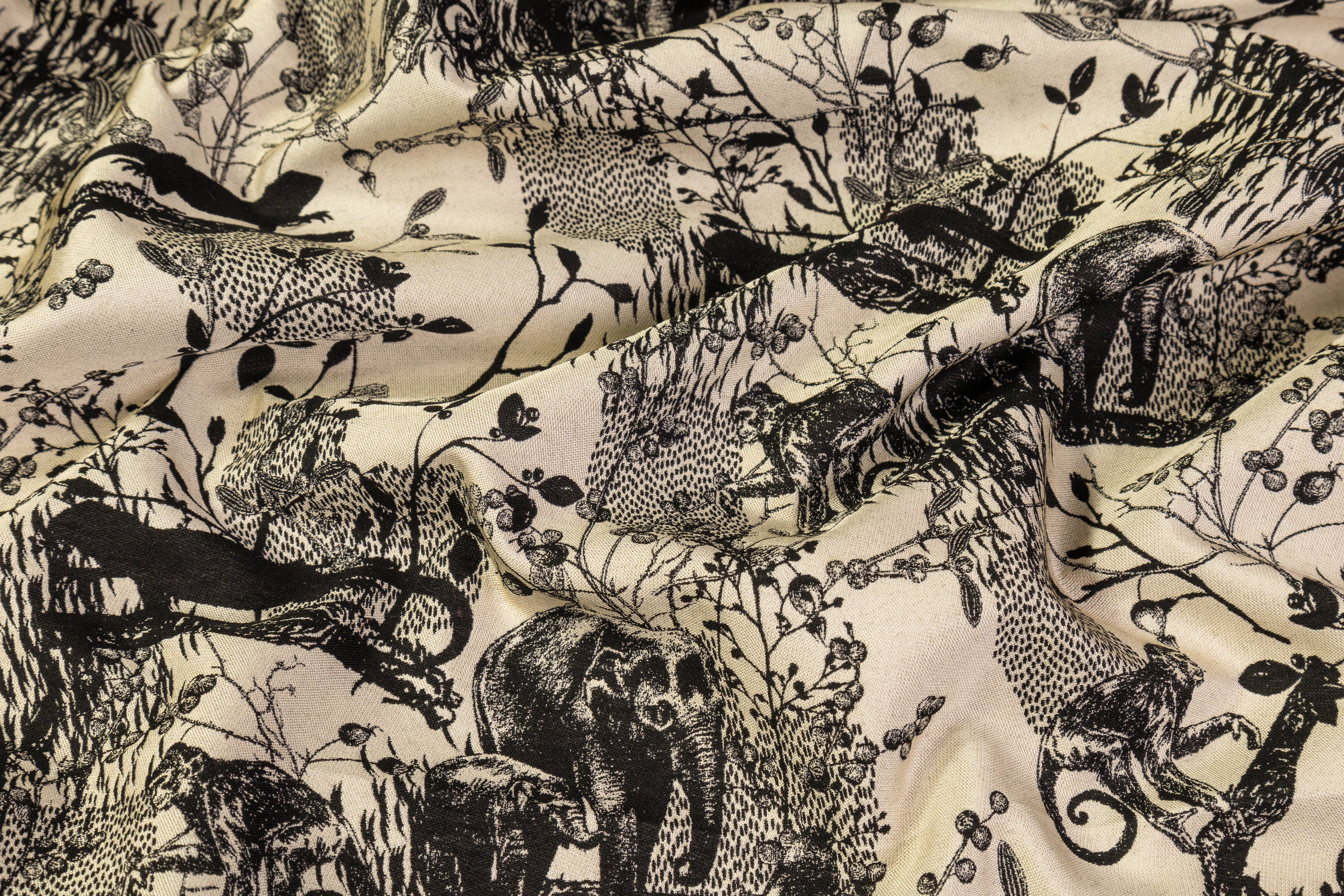 Wildlife Italian Brocade - Ivory / Black