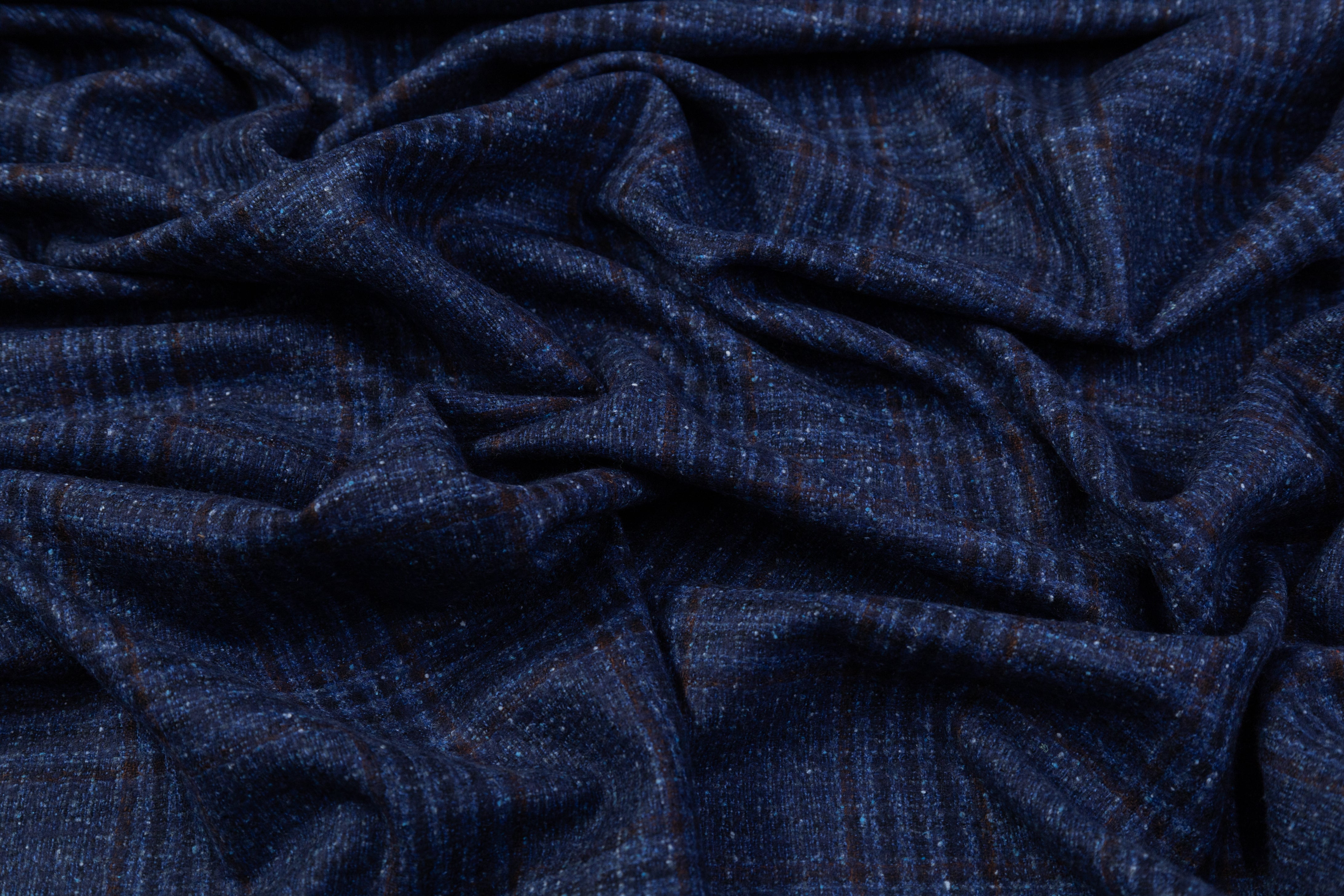 Checked Italian Wool Suiting - Blue