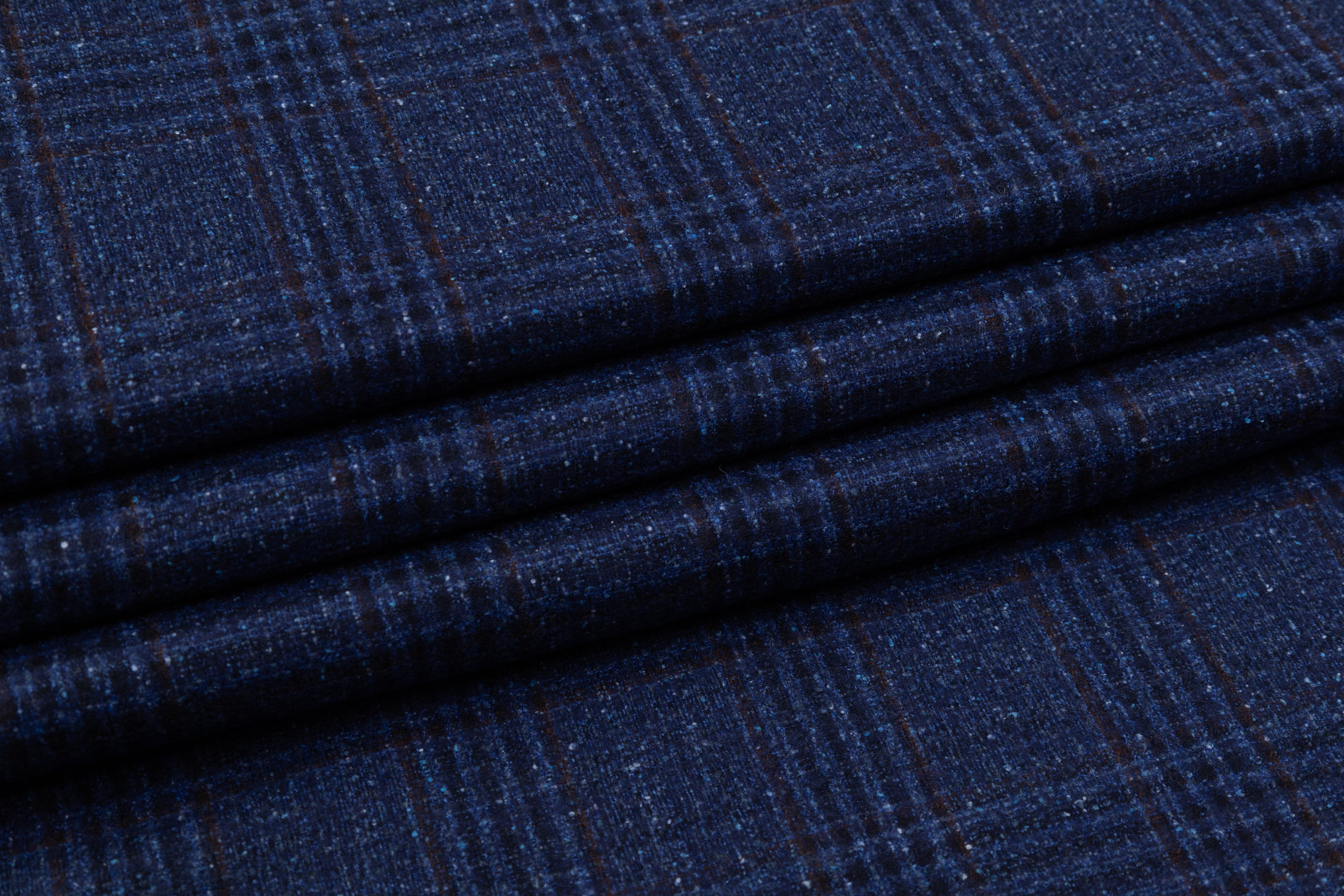Checked Italian Wool Suiting - Blue