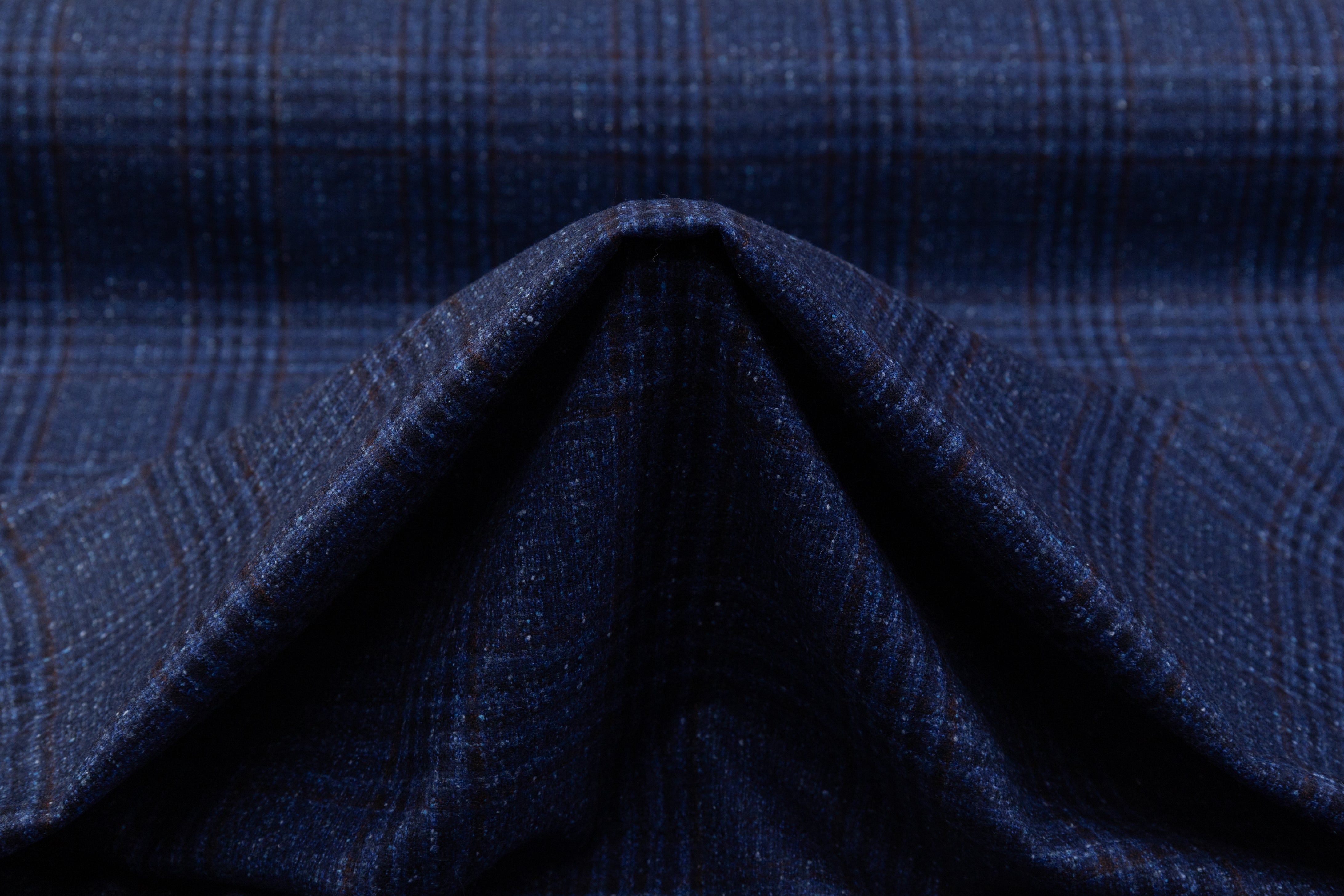 Checked Italian Wool Suiting - Blue