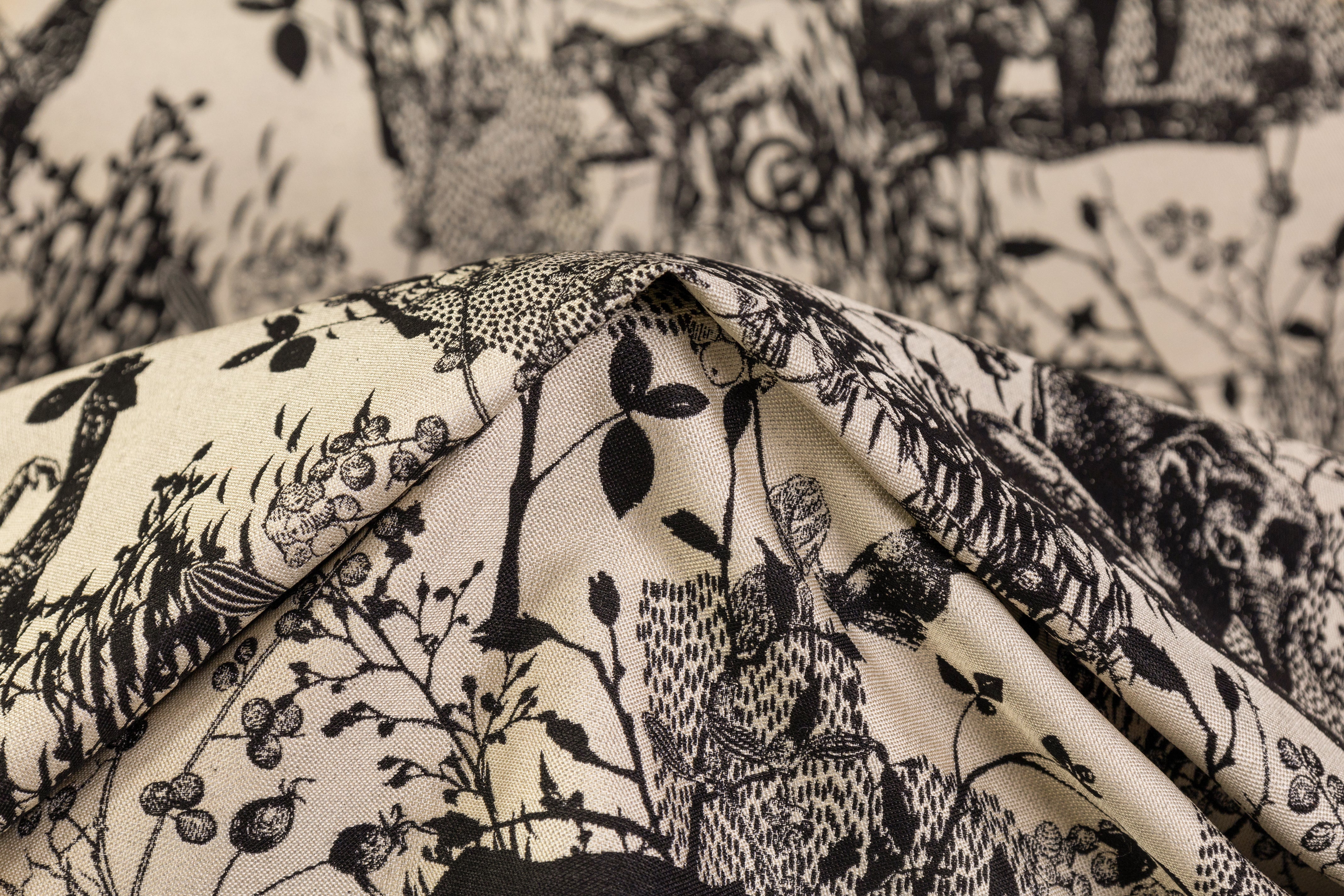 Wildlife Italian Brocade - Ivory / Black