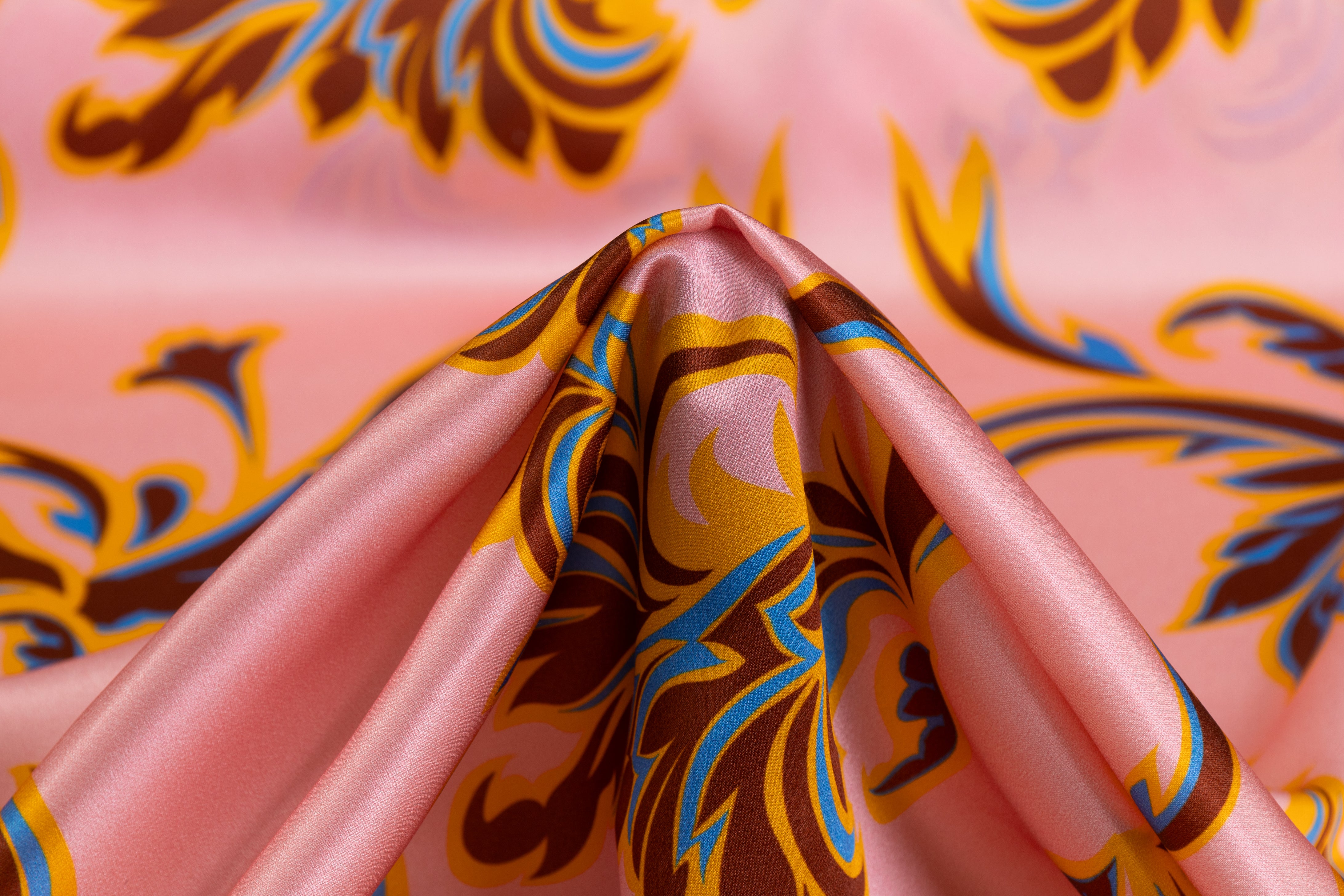 Italian Silk Charmeuse - Pink / Brown / Blue / Orange