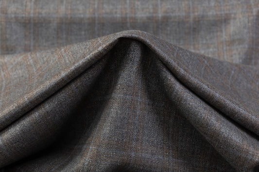 Checked Italian Wool Suiting - Cool Gray / Brown