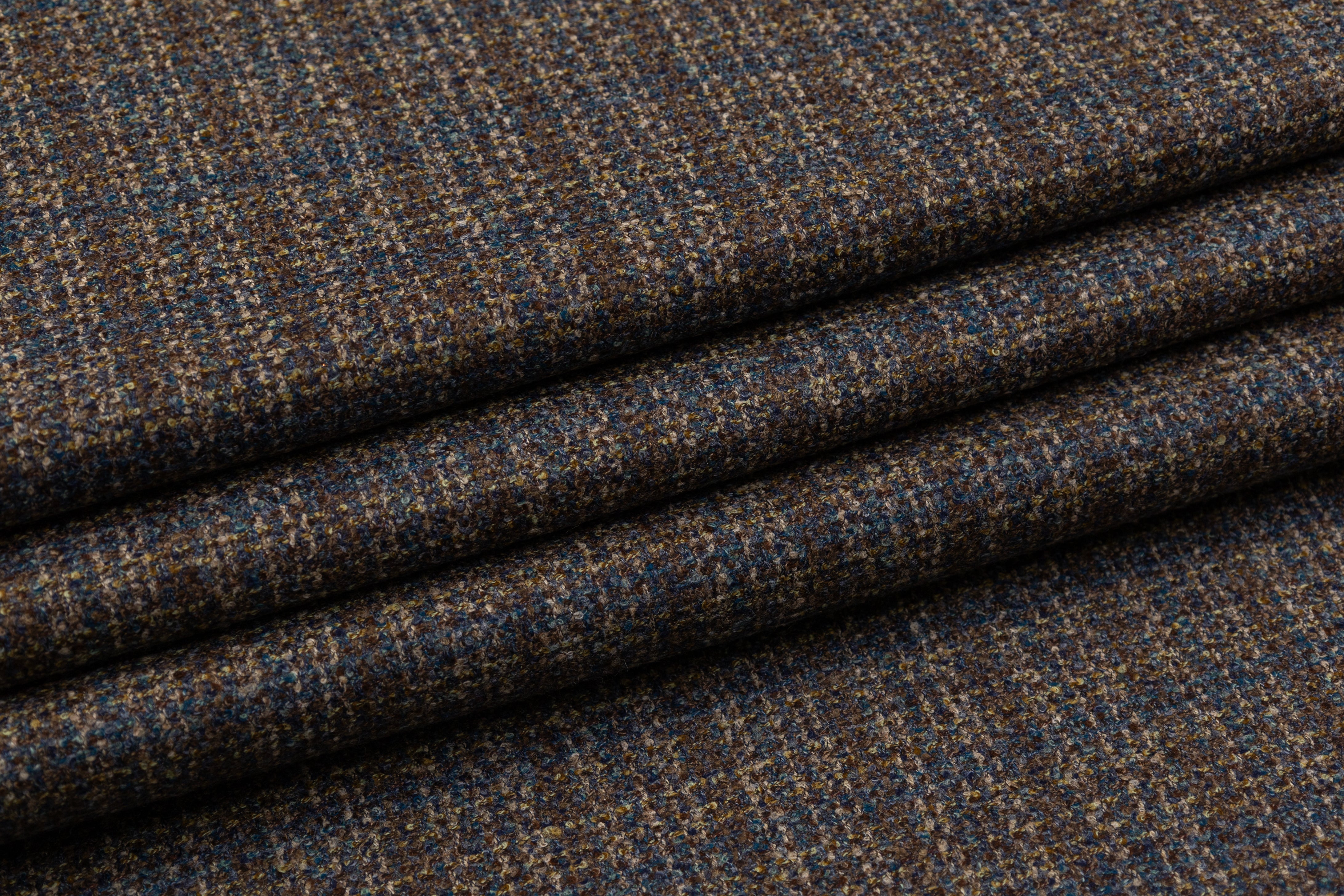 Checked Italian Wool Tweed - Blue / Brown