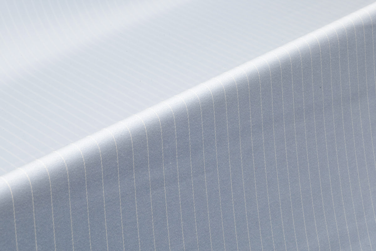 Pin Striped Italian Satin Faille Wool Suiting - Baby Blue