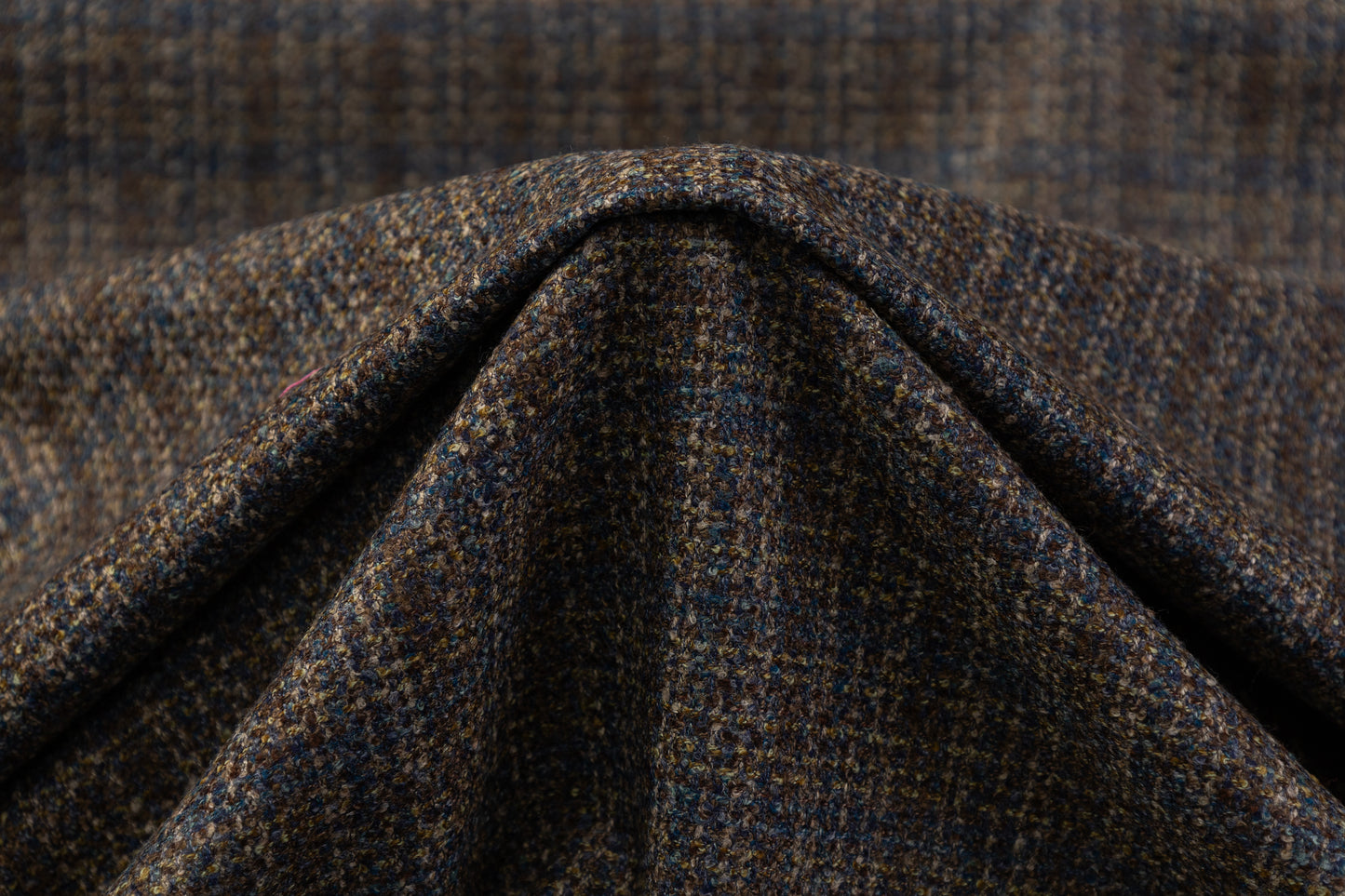 Checked Italian Wool Tweed - Blue / Brown
