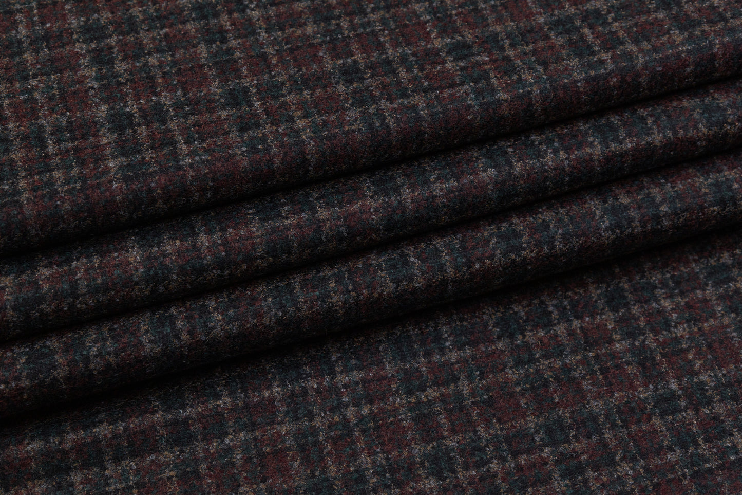 Checked Italian Wool Tweed - Green / Burgundy