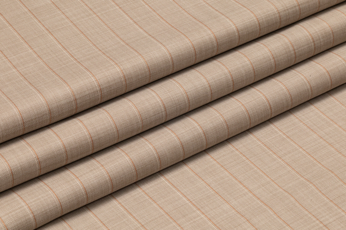 Striped Italian Wool Suiting - Taupe