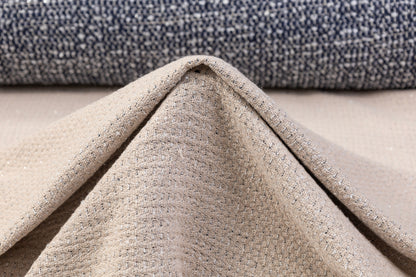 Metallic Italian Wool Blend Tweed - Navy / Beige / White