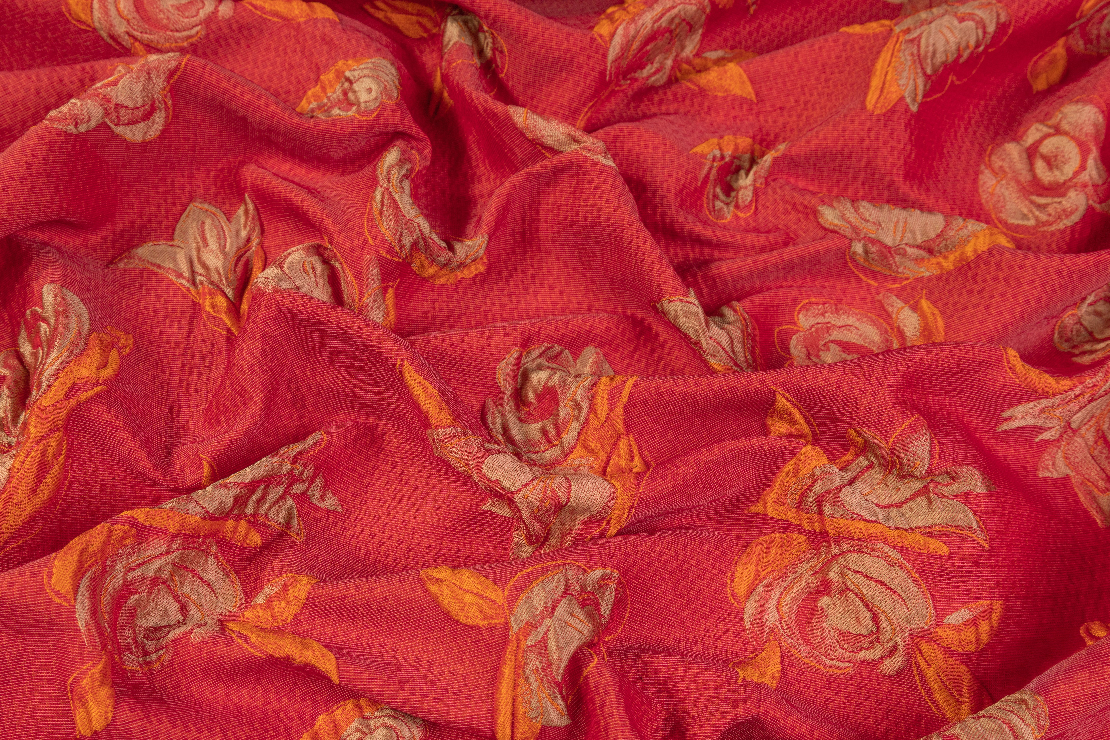 Armani - Floral Crushed Italian Brocade - Orange / Red