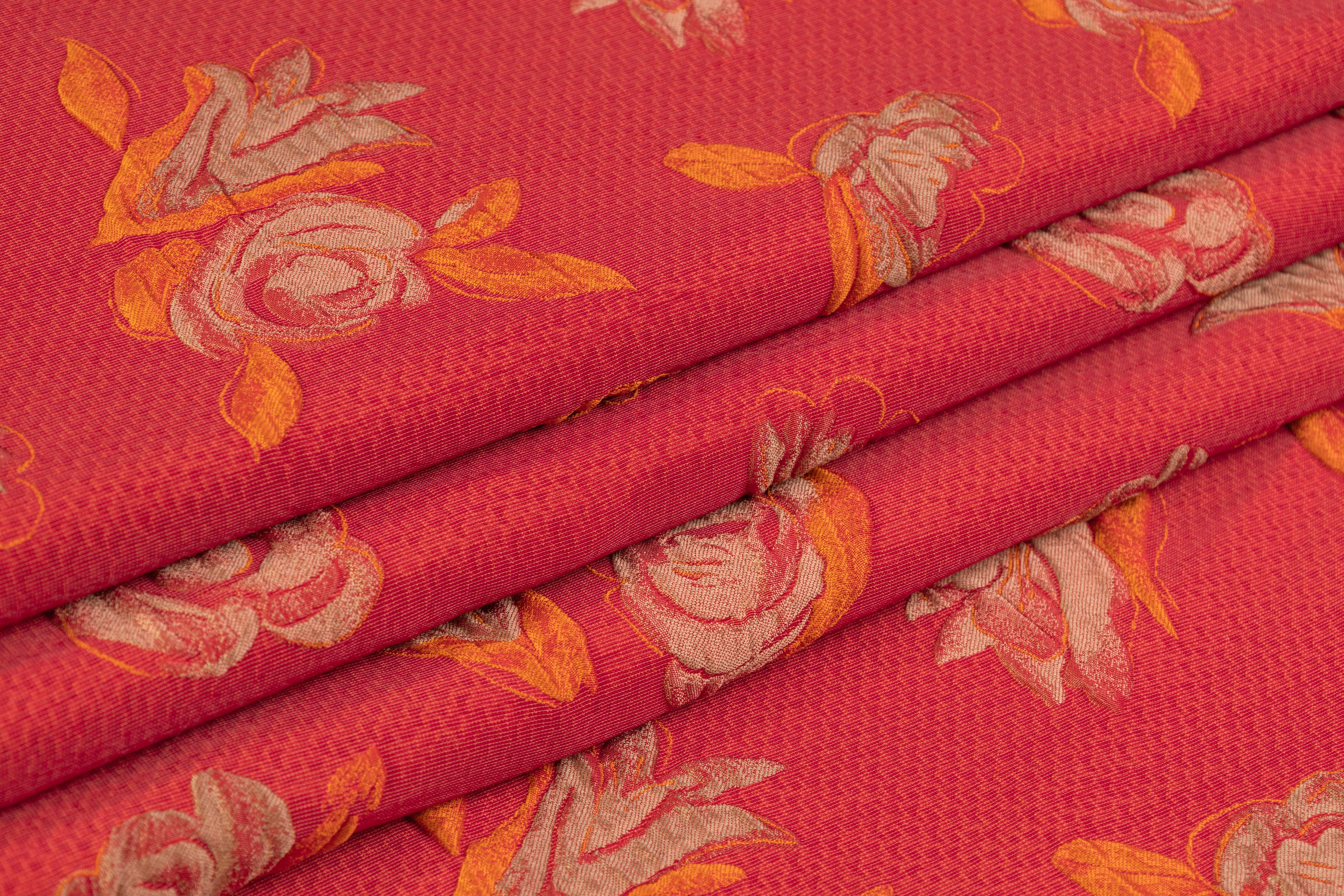 Armani - Floral Crushed Italian Brocade - Orange / Red