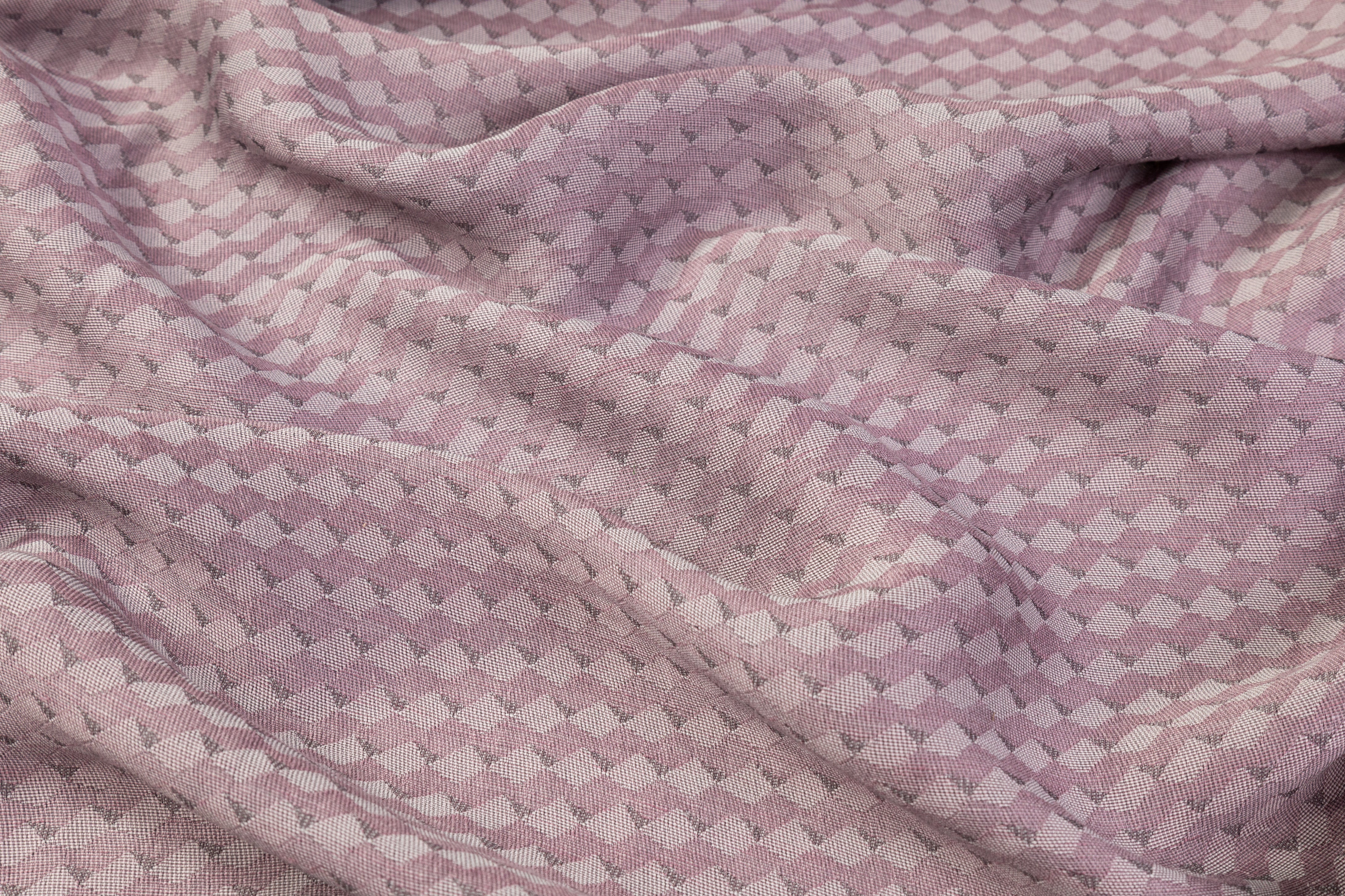 Geometric Italian Silk Blend Jacquard - Pink / Gray