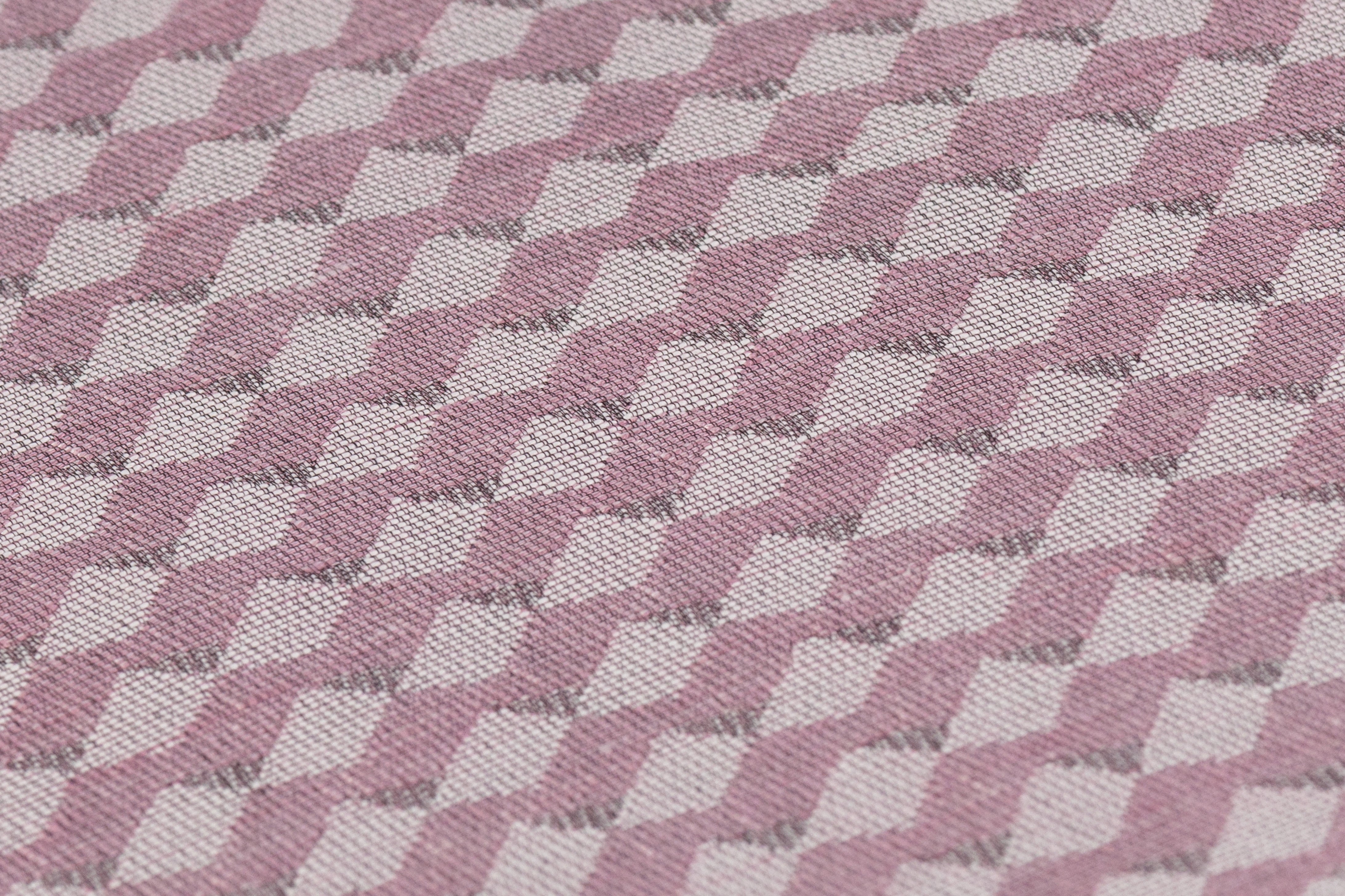 Geometric Italian Silk Blend Jacquard - Pink / Gray