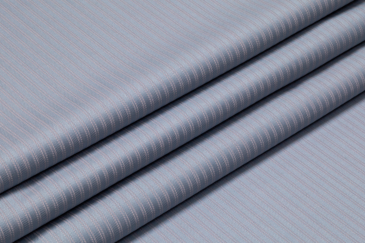 Striped Italian Wool Suiting - Blue