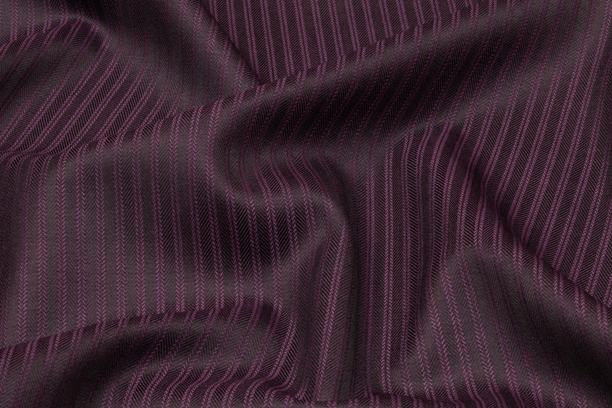 Striped Italian Wool Suiting - Deep Plum