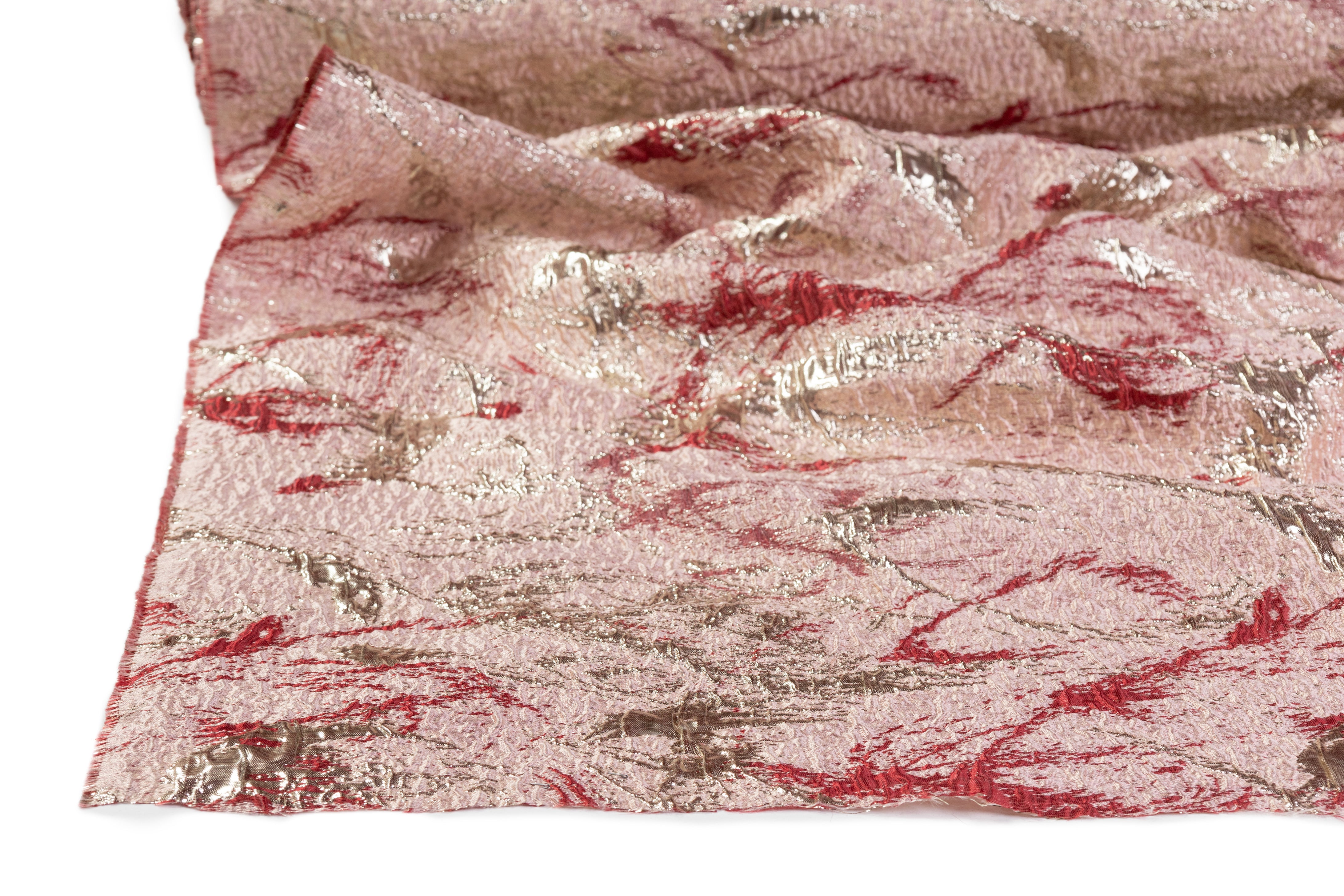 Abstract Metallic Cloqué Brocade - Pink / Gold