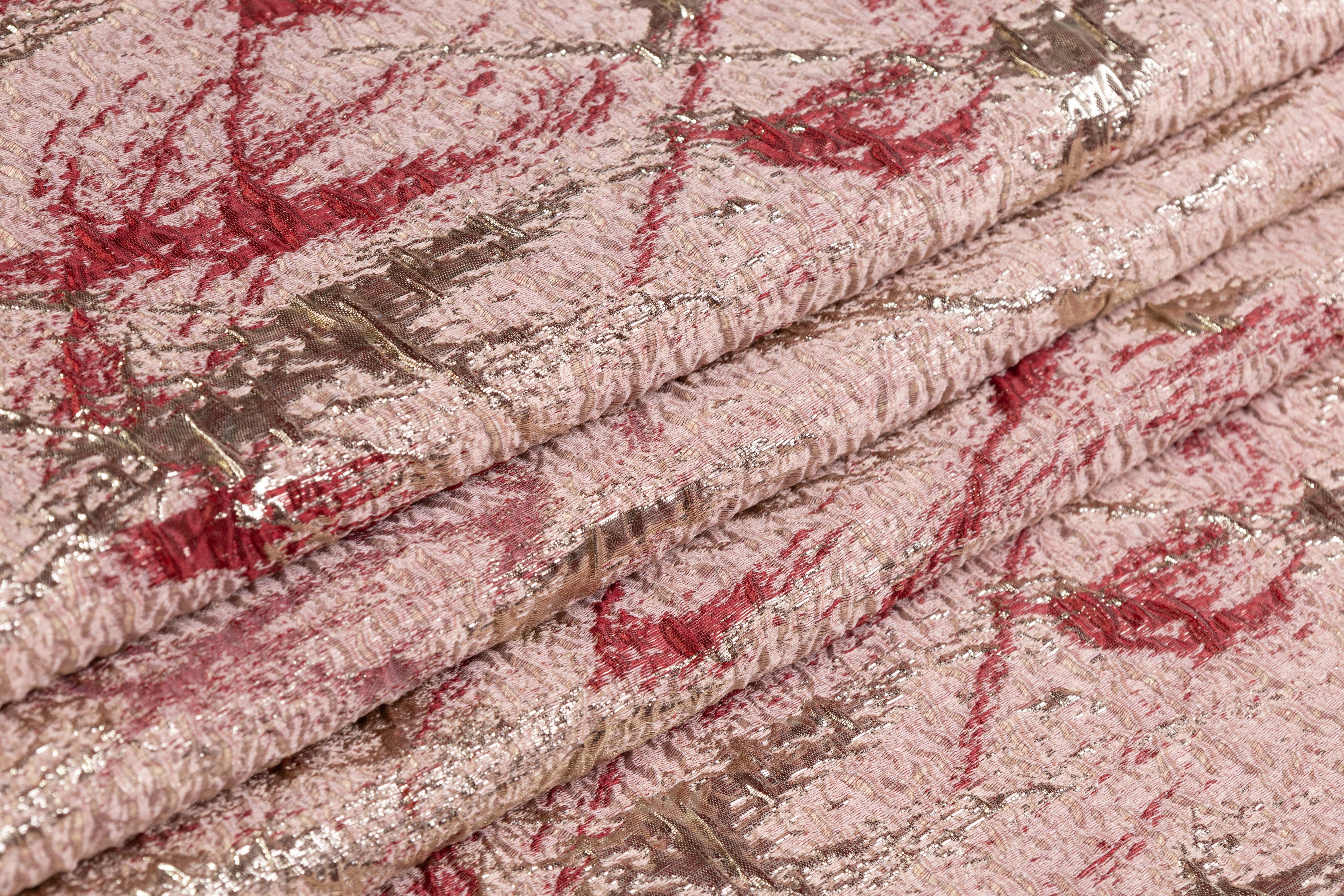 Abstract Metallic Cloqué Brocade - Pink / Gold
