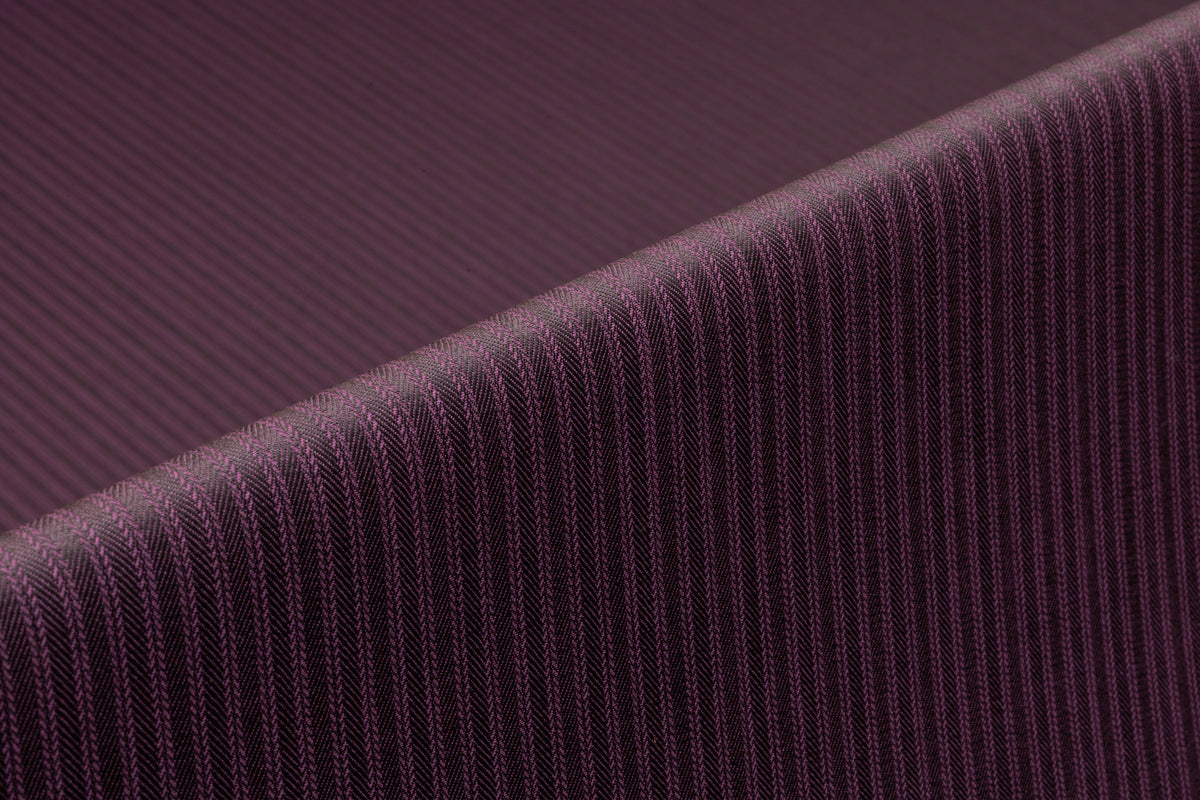 Striped Italian Wool Suiting - Deep Plum