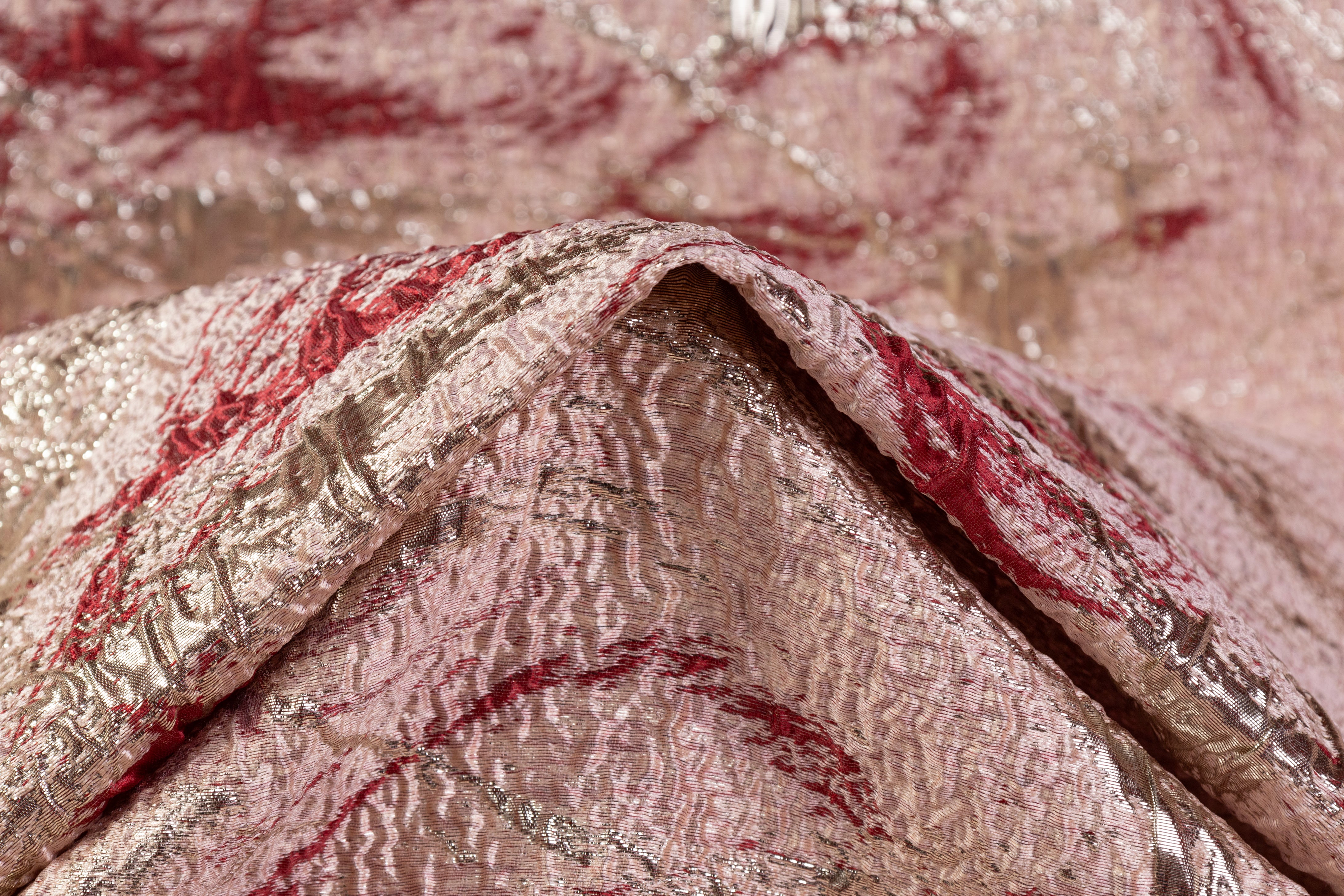Abstract Metallic Cloqué Brocade - Pink / Gold
