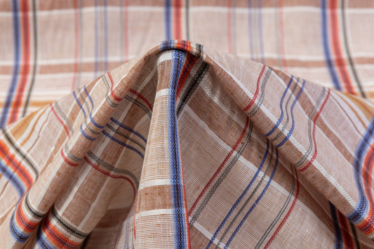 Plaid Italian Linen - Brown / Blue / Red